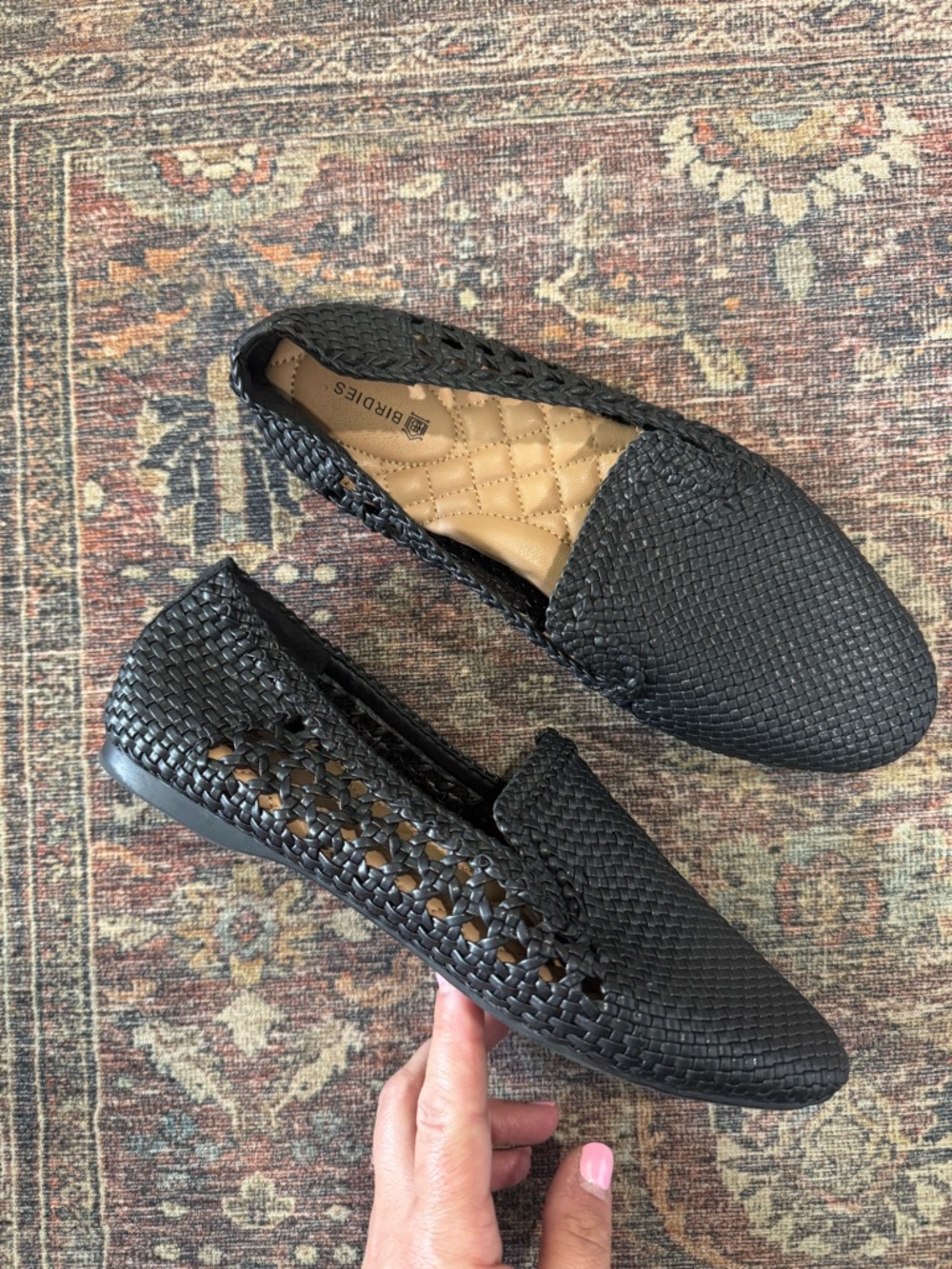 Birdies The Starling Black Woven Slip-on Vegan Leather Loafers 8.5